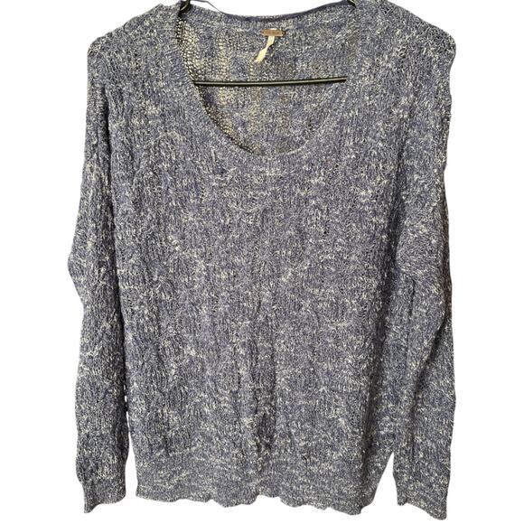 Free People Blue  Cable Knit Boat Neck Pullover Sweater, XS - Picture 1 of 6